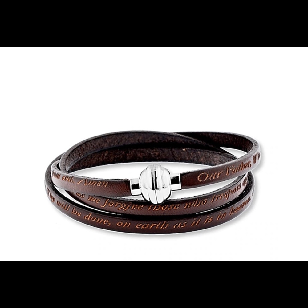 Amen prayer bracelet leather stainless steal